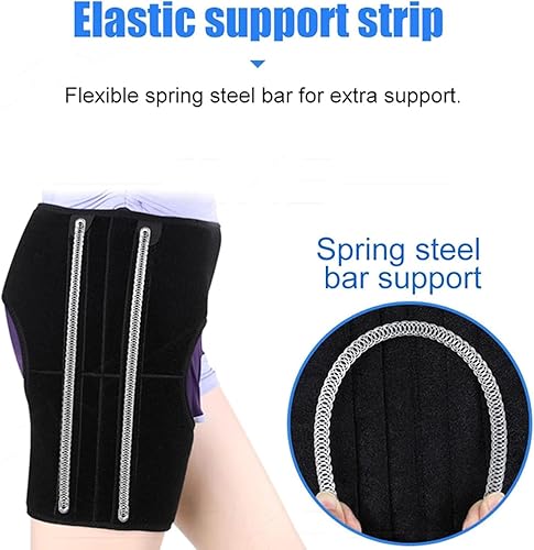Miniatura 5 de Soporte de cadera e ingle, vendaje de soporte para isquiotibiales de la ingle del muslo con envoltura de compresión ajustable, alivio del dolor para