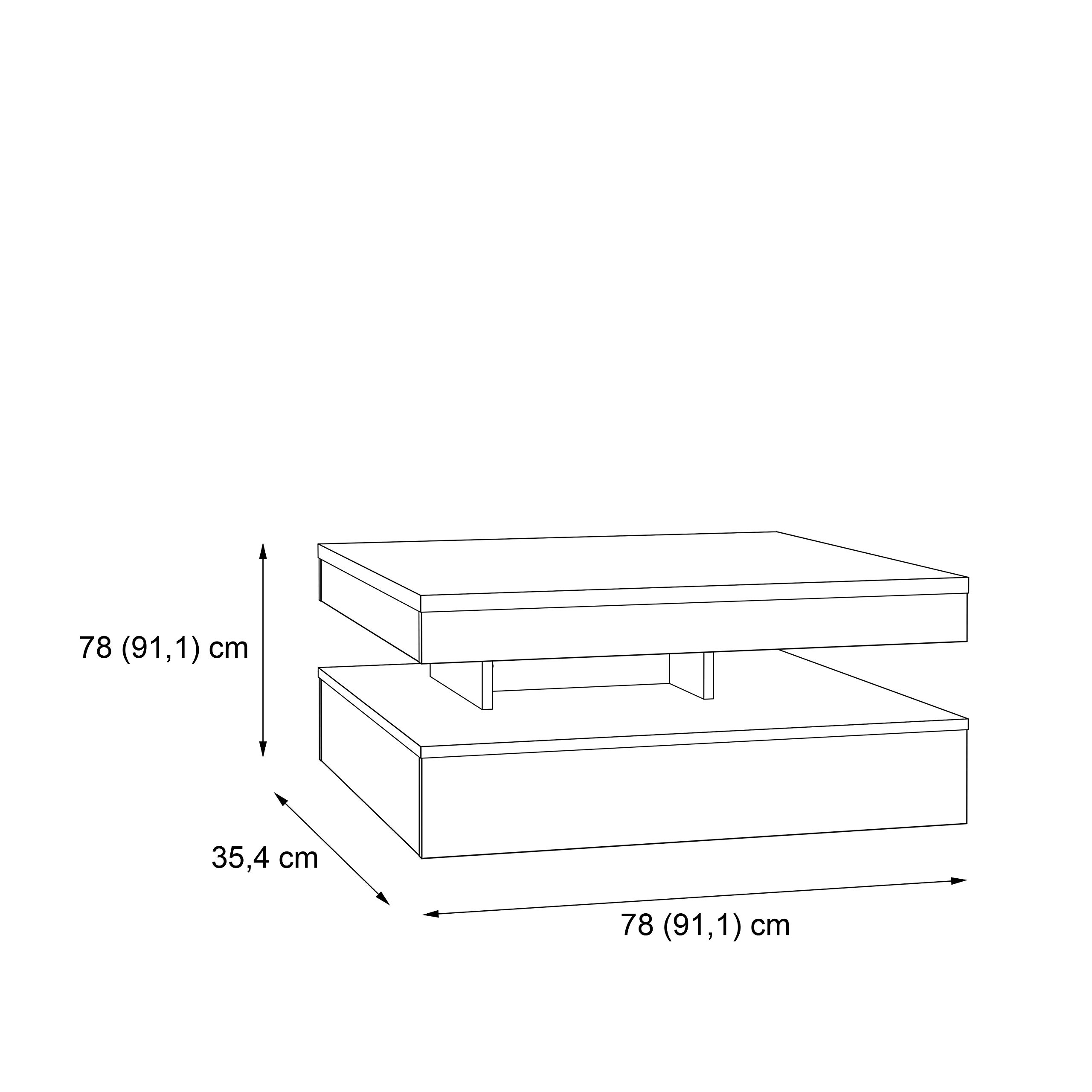 Mesa de centro con bandeja giratoria, cuadrado, 78 x 78 x 36 cm