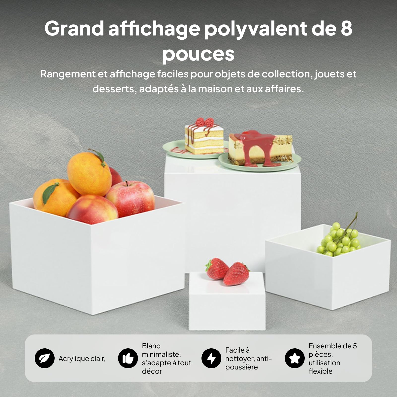 Sharplace Lot de 5 rehausseurs de buffet, présentoirs en forme de cube, avec fonds creux, présentoir de table à desserts pour fêtes