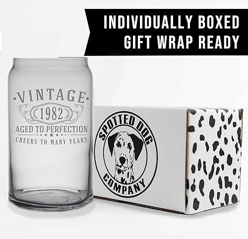 Miniatura 6 de Spotted Dog Company Vaso de lata de 16 onzas grabadas vintage de 1982  Regalos de cumpleaños 42 para mujeres y hombres  Saludos a los 42 años