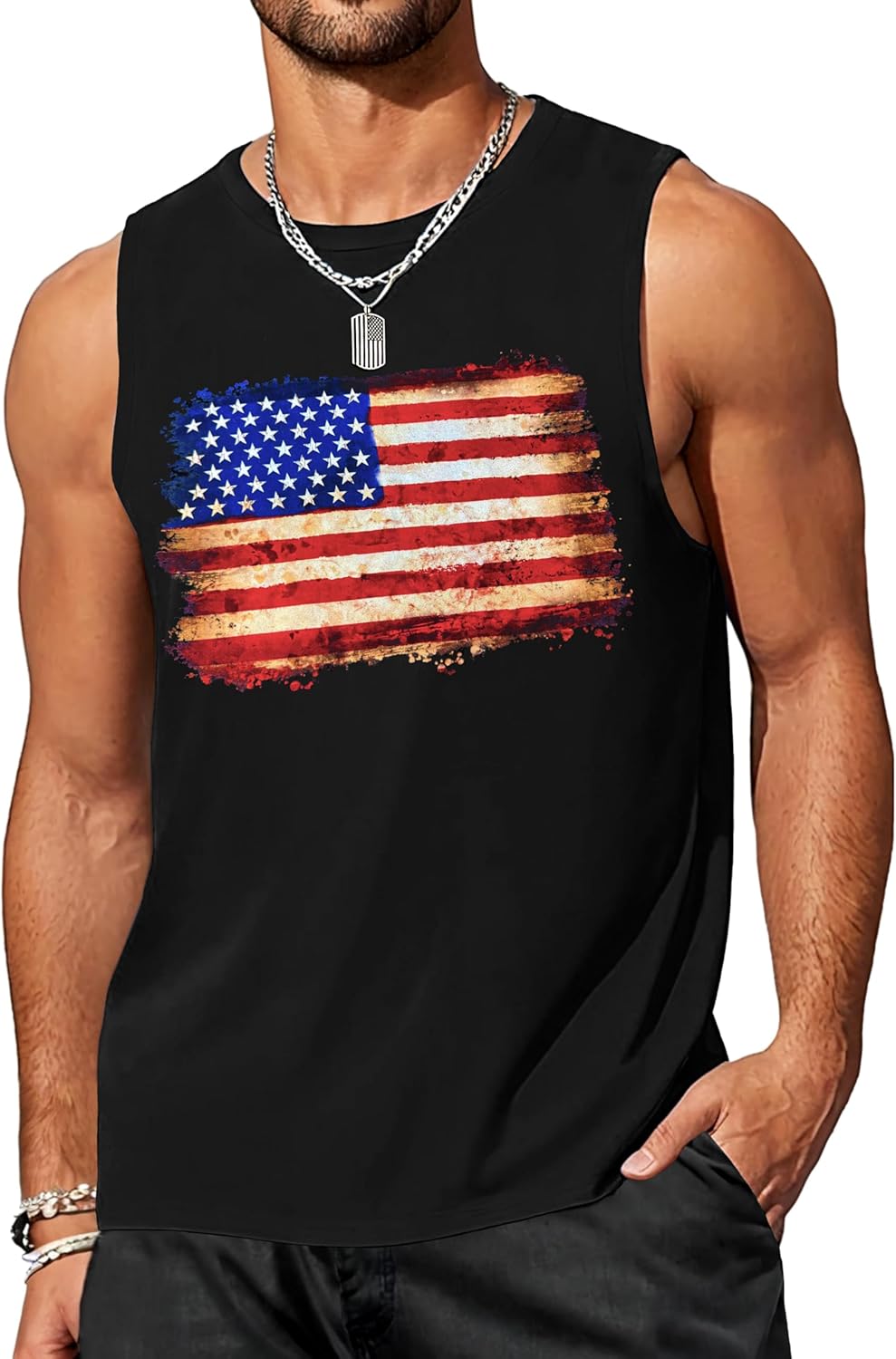 4th of July Tank Top Men 250 Anniversary Patriotic Sleeveless Shirts Stars and Stripes Independence Day Muscle Tanks