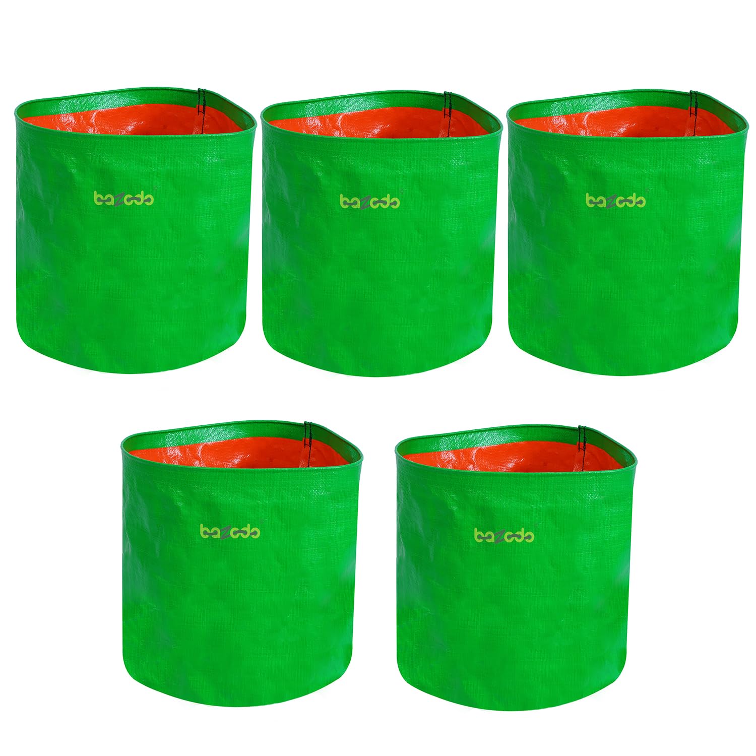 BAZODO Plant Grow Bags 15 Inch Dia X 15 Inch Height Round Grow Bags, 220 GSM Hdpe, Strong, Hdpe Fabric Leafy Fruits Growing Containers for All Vegetable Plants Pack of 5 (Green)