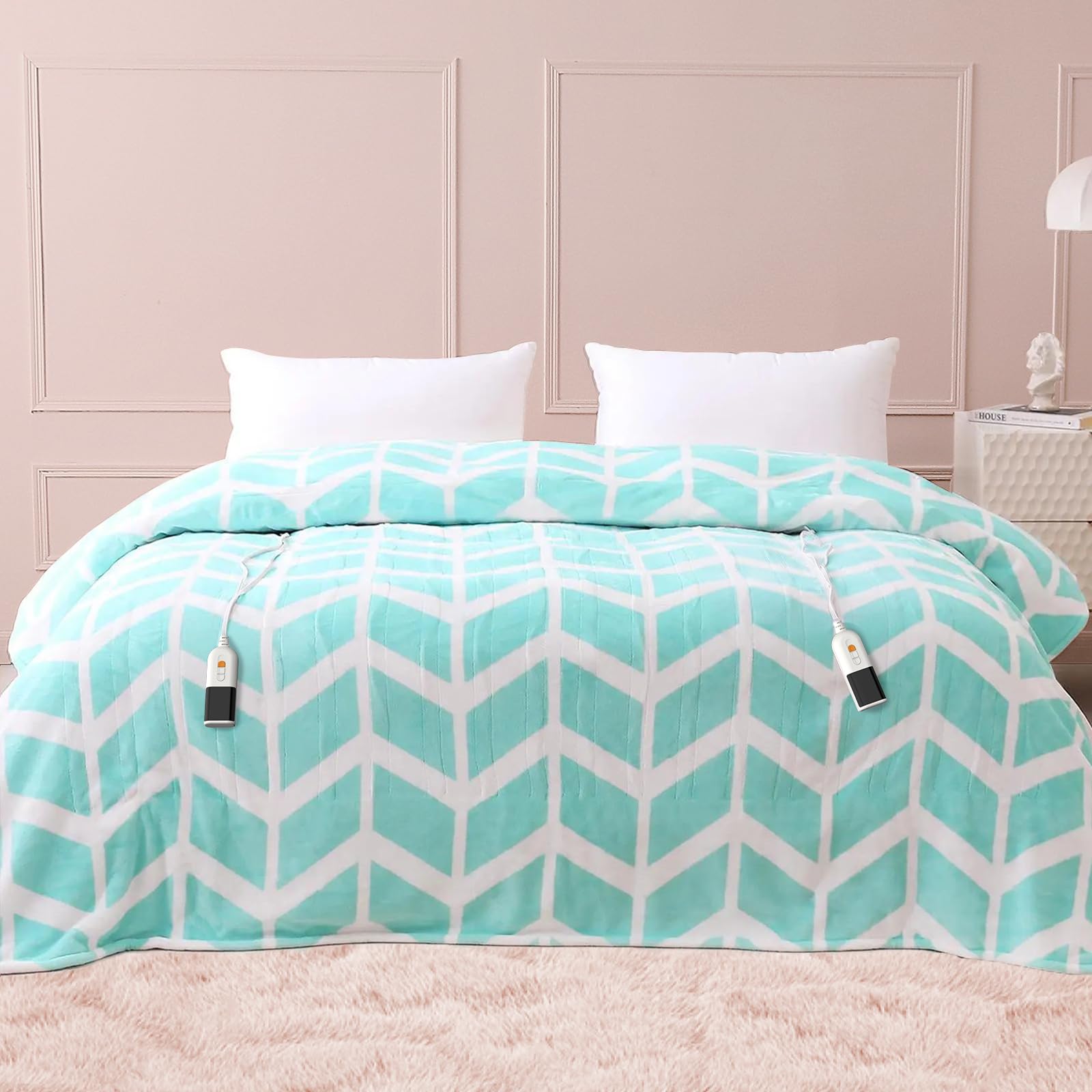 VENTIMI Heated Blanket Queen, 9 Heat Levels & 2-10 Hours Auto Off, Green