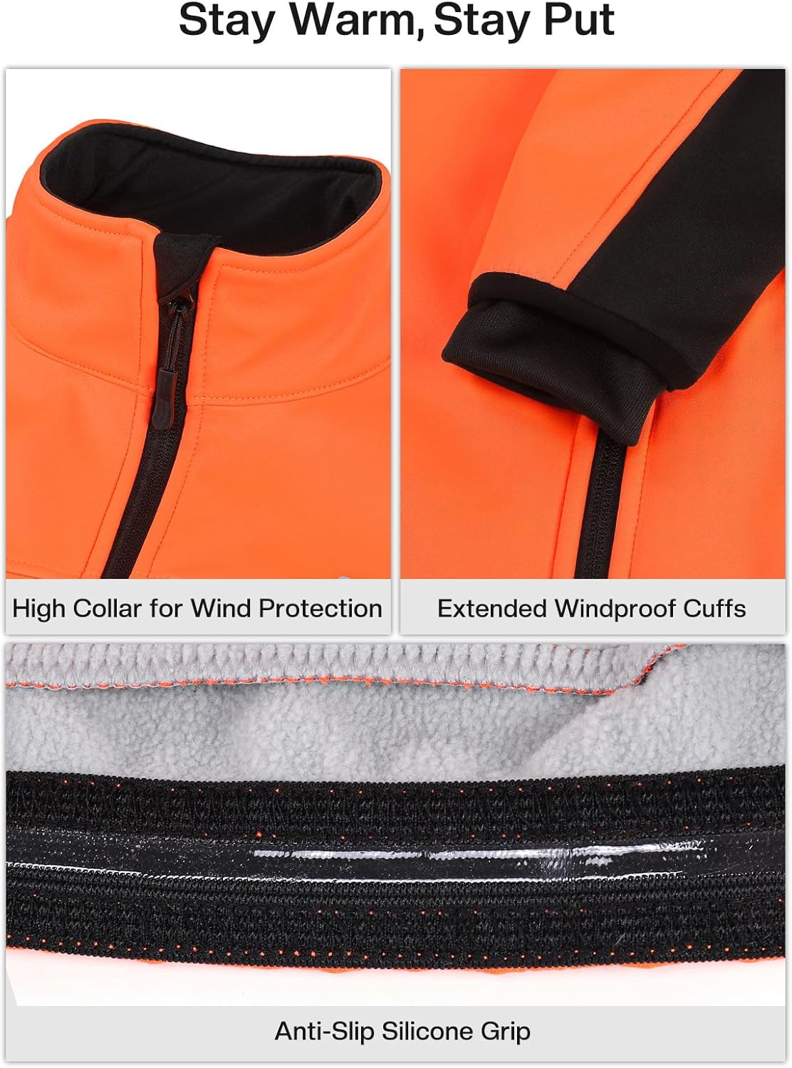 ARSUXEO Thermal Fleece Winter Cycling Jacekt for Men Windproof Insulated Bike Running Active Jacket - Image 5