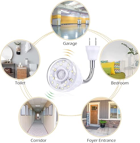 Miniatura 7 de 3 piezas de luz nocturna LED activada por movimiento, luz blanca con sensor de atardecer inteligente, sensor infrarrojo PIR, lámpara de detector de