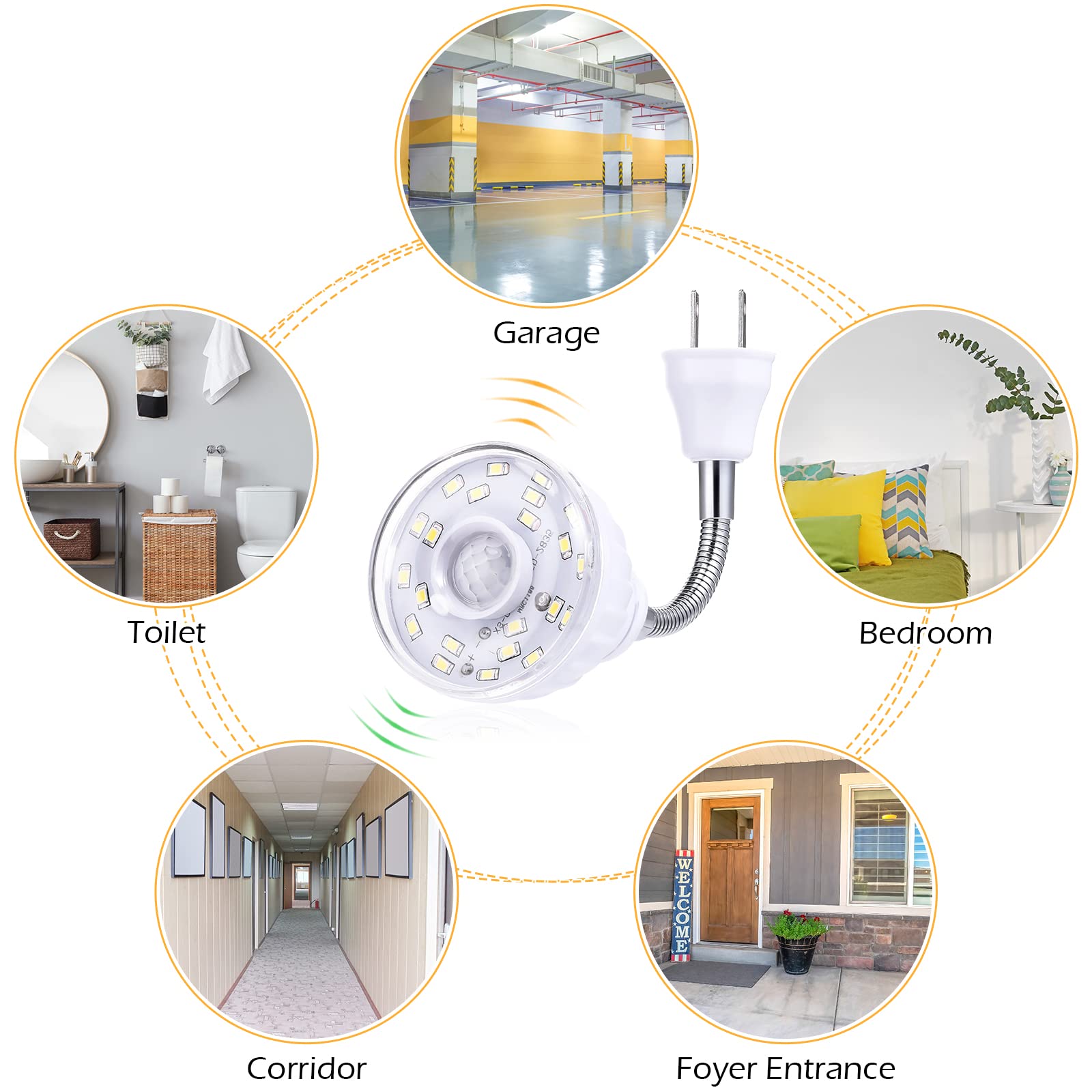 Yahenda 3 Pack Motion Activated LED Night Light Plug in Smart Dusk Dawn Sensor Light PIR Infrared Sensor — view 7