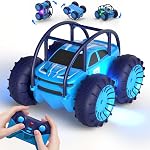 Fast Direct Charging Remote Control Cars for Kids, Amphibious Rc Cars with LED Lights 360° Rotation Stunts Cars 2.4Ghz 15km/h 4WD All Terrain RC Trucks for Boys Girls Aged 3+