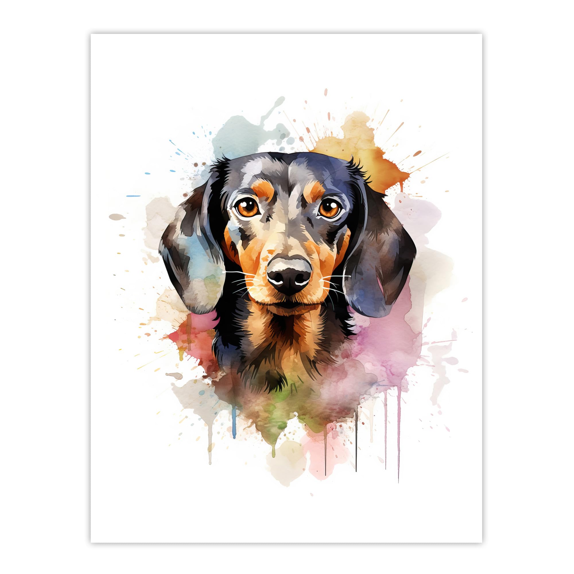 Artery8 Shorthaired Dachshund Lovers Gift Watercolour Pet Portrait Painting Artwork Large Wall Art Poster Print Thick Paper 18X24 Inch