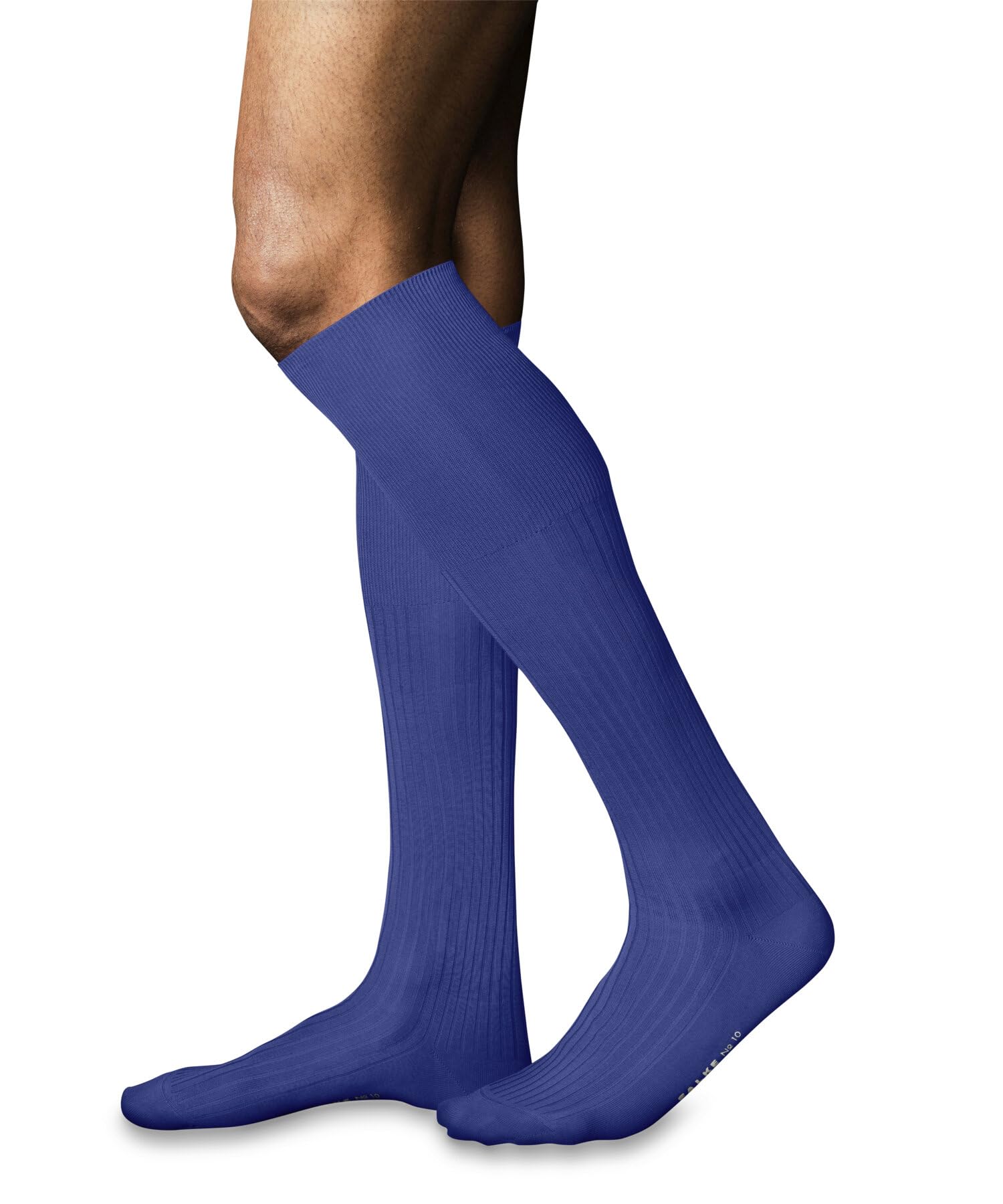 FALKE Herren No. 10 Kniestrümpfe atmungsaktive Baumwolle hochwertig seidiger Glanz elegant verstärkte Herrensocken flache Naht druckfreie Fußspitze fein gerippt einfarbig Business 1 Paar | mit ägyptischer „Karnak“ Baumwolle