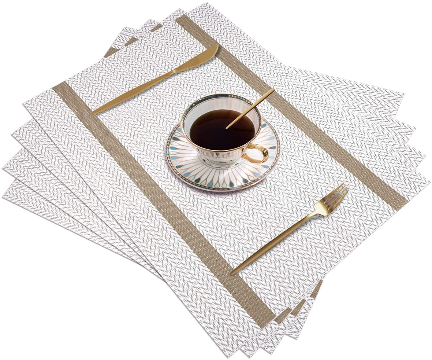 PVC Placemats Set – Heat-Resistant, Washable Placemats for Dining Table – Non-Slip Kitchen Table Mats, Easy to Clean Tabletop Protection for Indoor & Outdoor Use (4, Orange) — Amazon image 12