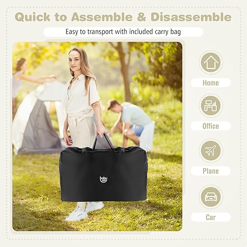 Miniatura 7 de BABY JOY Moisés para dormir junto a la cama, cuna de bebé fácil plegable con malla en todos los lados, estante de almacenamiento, 7 alturas