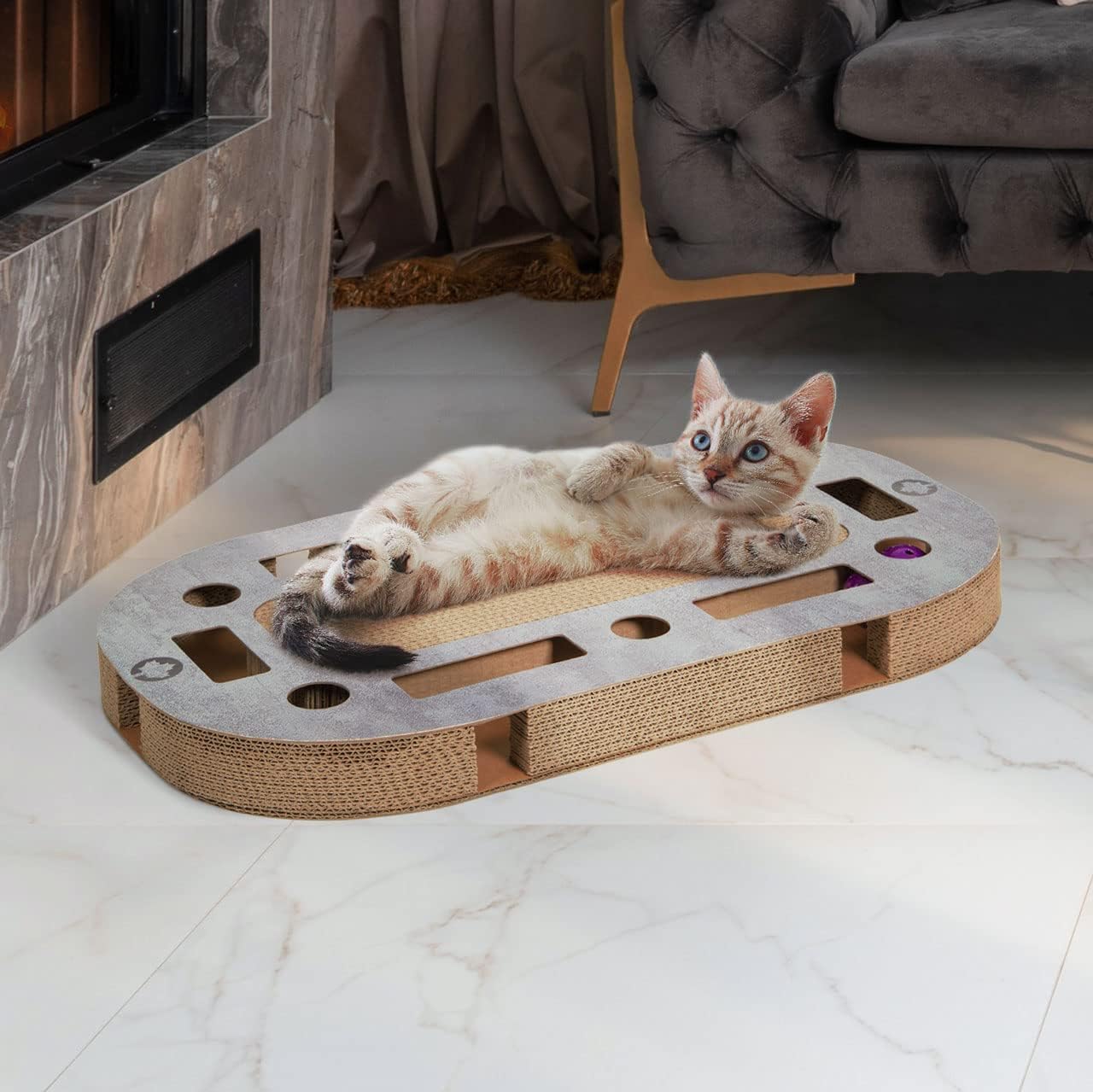 Canadiancat Company Playplate Cat Playplatz ca. 65 x 35 x 5,8 cm mit integriertem Kratzer -Karton -Katzenspielzeugkratztafel im Beton -Look -Kratzer Canadiancat Company Playplate Cat Playplatz ca. 65 x 35 x 5,8 cm mit integriertem Kratzer -Karton -Katzenspielzeugkratztafel im Beton -Look -Kratzer