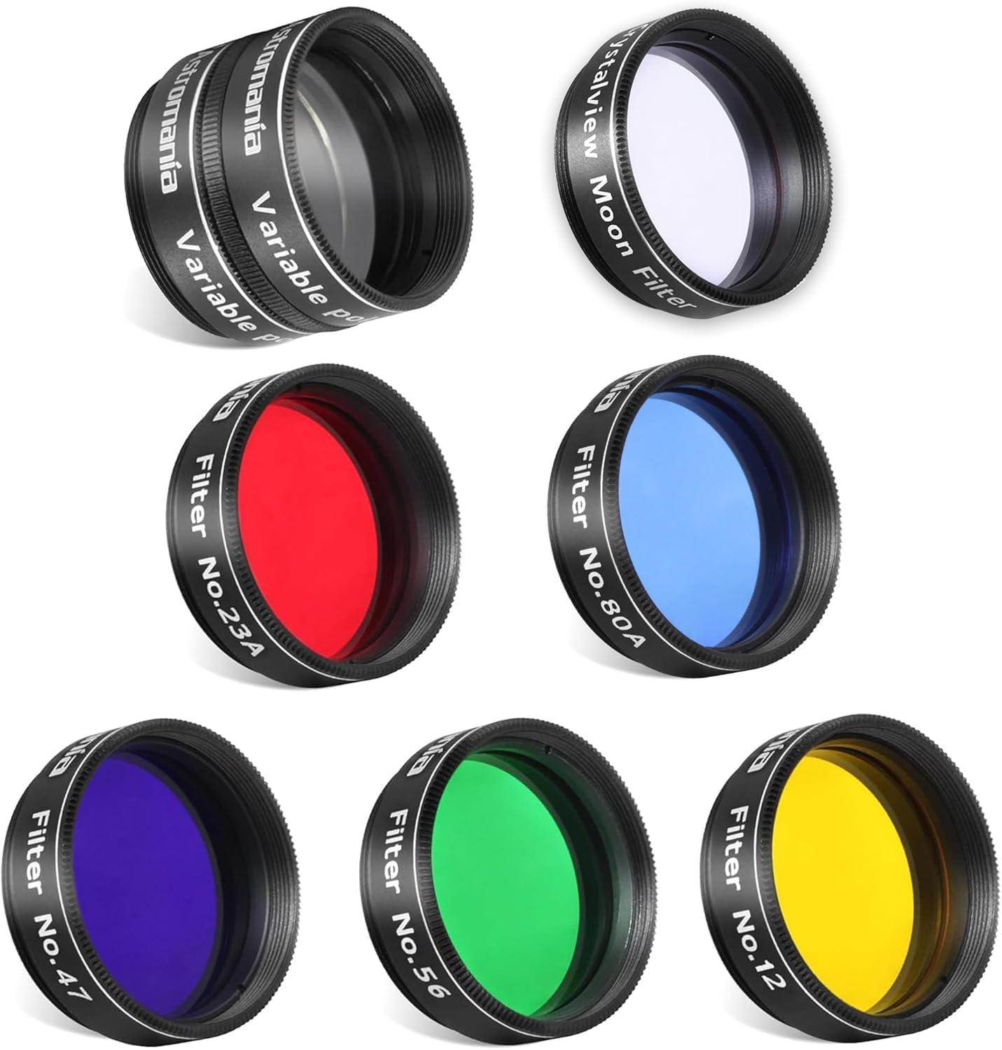 Astromania 1.25" Crystalview Moon Filter - Bundle with - 1.25" Telescope Eyepiece Filter Set(6 Pieces)