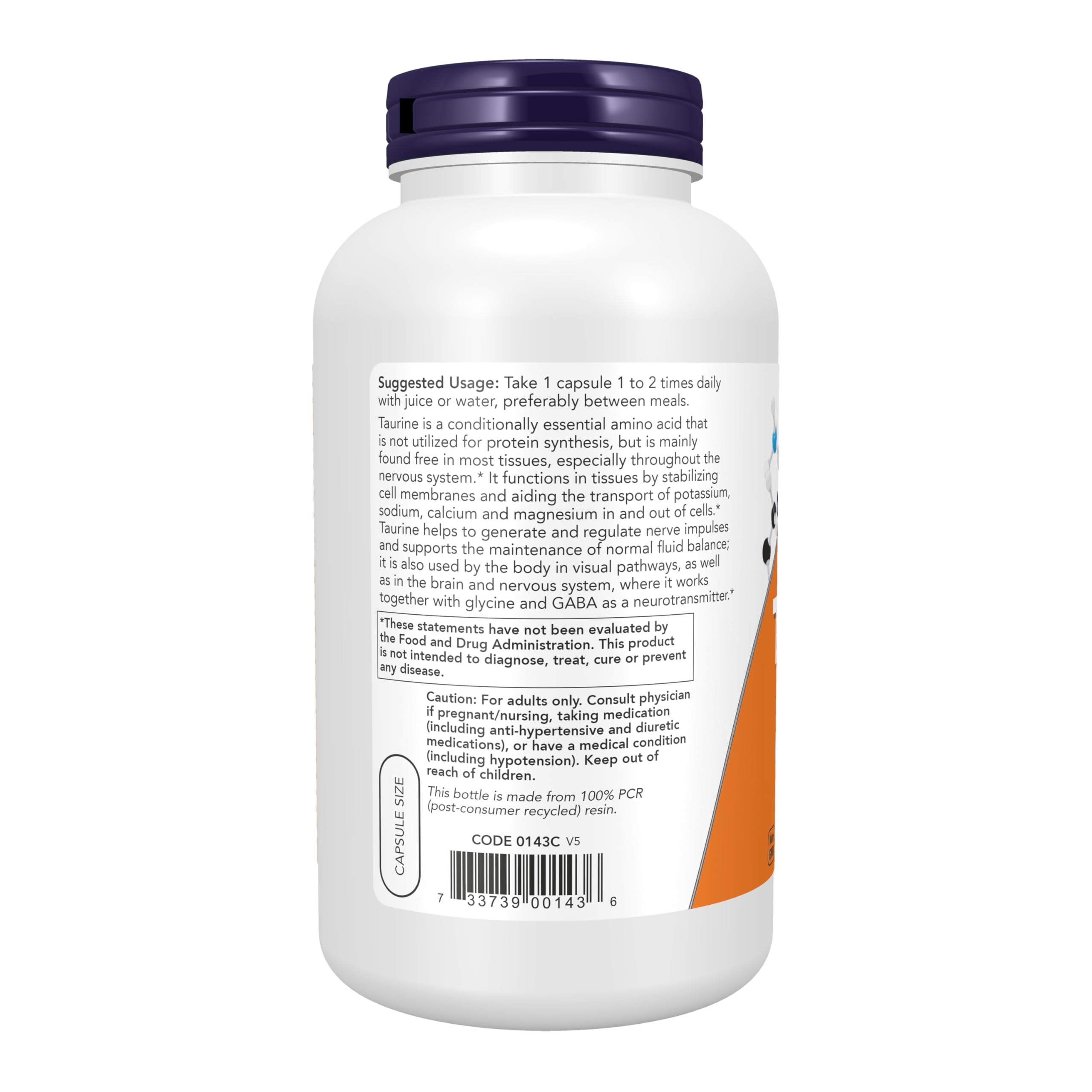 Now Foods Taurine, 1000 mg, 250 Veg Capsules 1