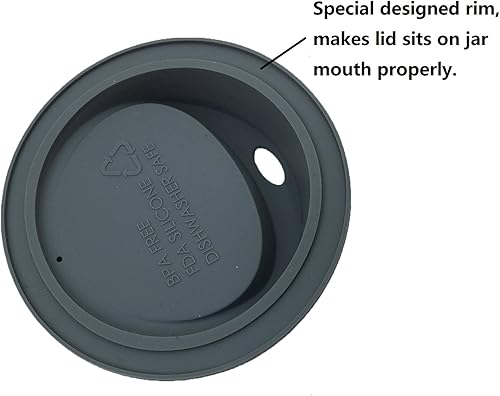 Miniatura 7 de THINKCHANCES Kit de tapa de silicona reutilizable de grado alimenticio y libre de BPA para beber jugo de café, con anillos de acero inoxidable para