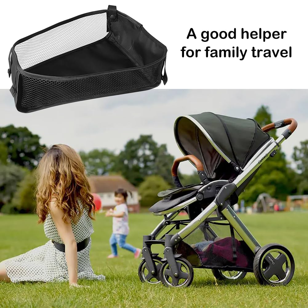 Cestino per Passeggino, Borsa a Rete Portatile per Passeggino, Carrozzina Cestino Inferiore, Borsa Portaoggetti Universale, Fondo da Appendere del Passeggino, per Riporre Prodotti Del Bambino, Nero