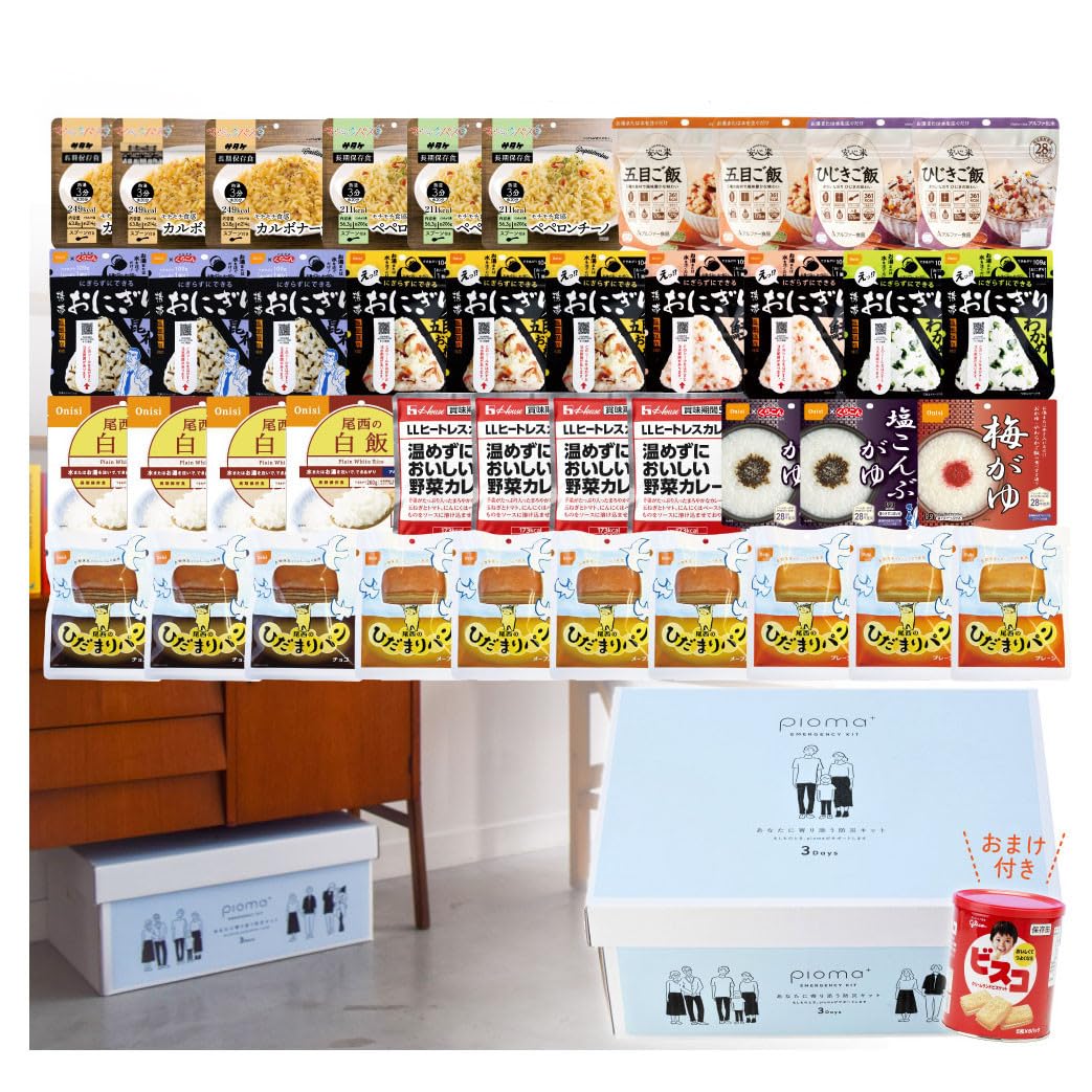 Amazon | 【Pioma】 非常食 36食セット ボックス付き 4人分 3日間 5年 