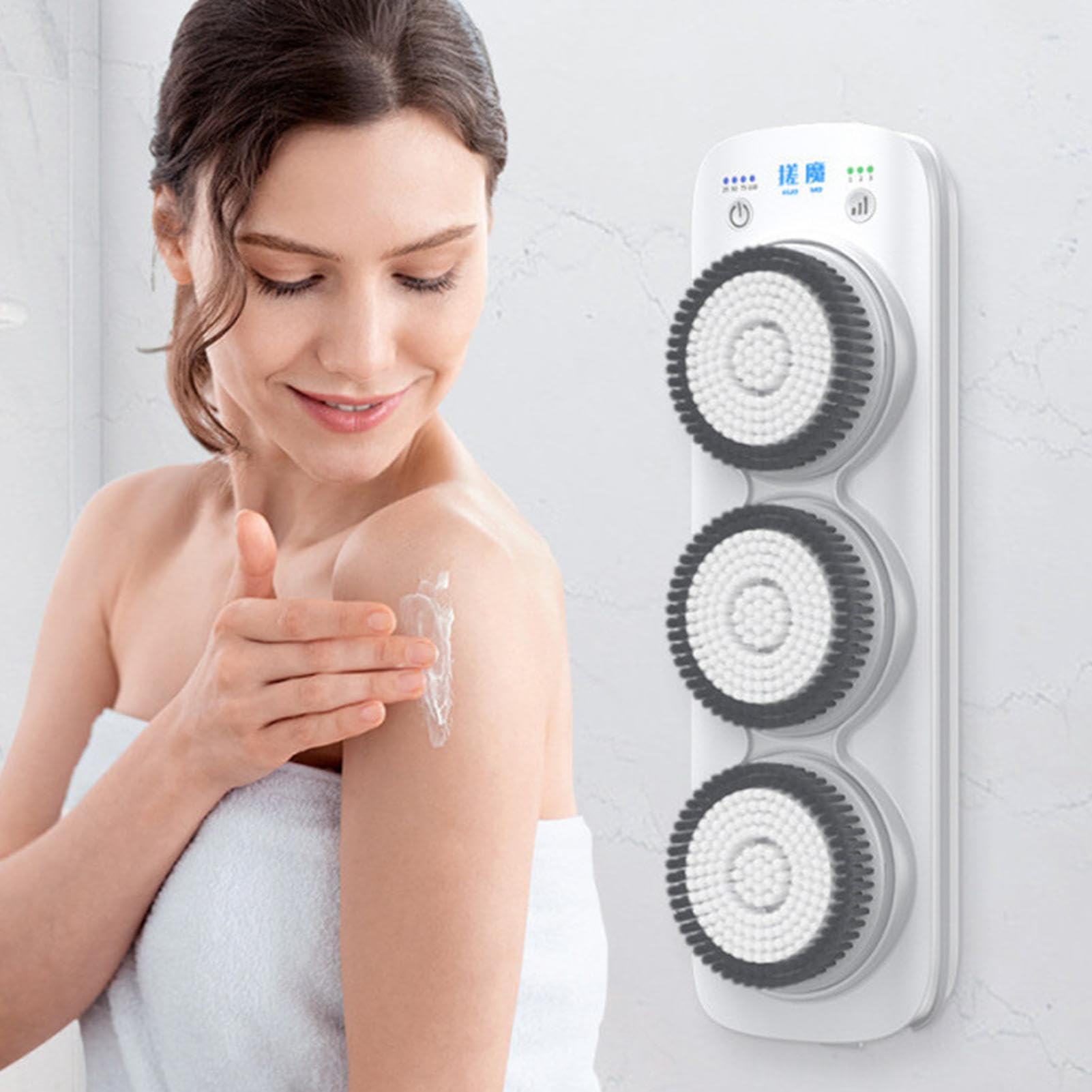 Depurador de espalda eléctrico para ducha, cepillo eléctrico corporal | Purificador de espalda de pared - Purificador de espalda automático para ducha con 3 modos ajustables, para baño diario