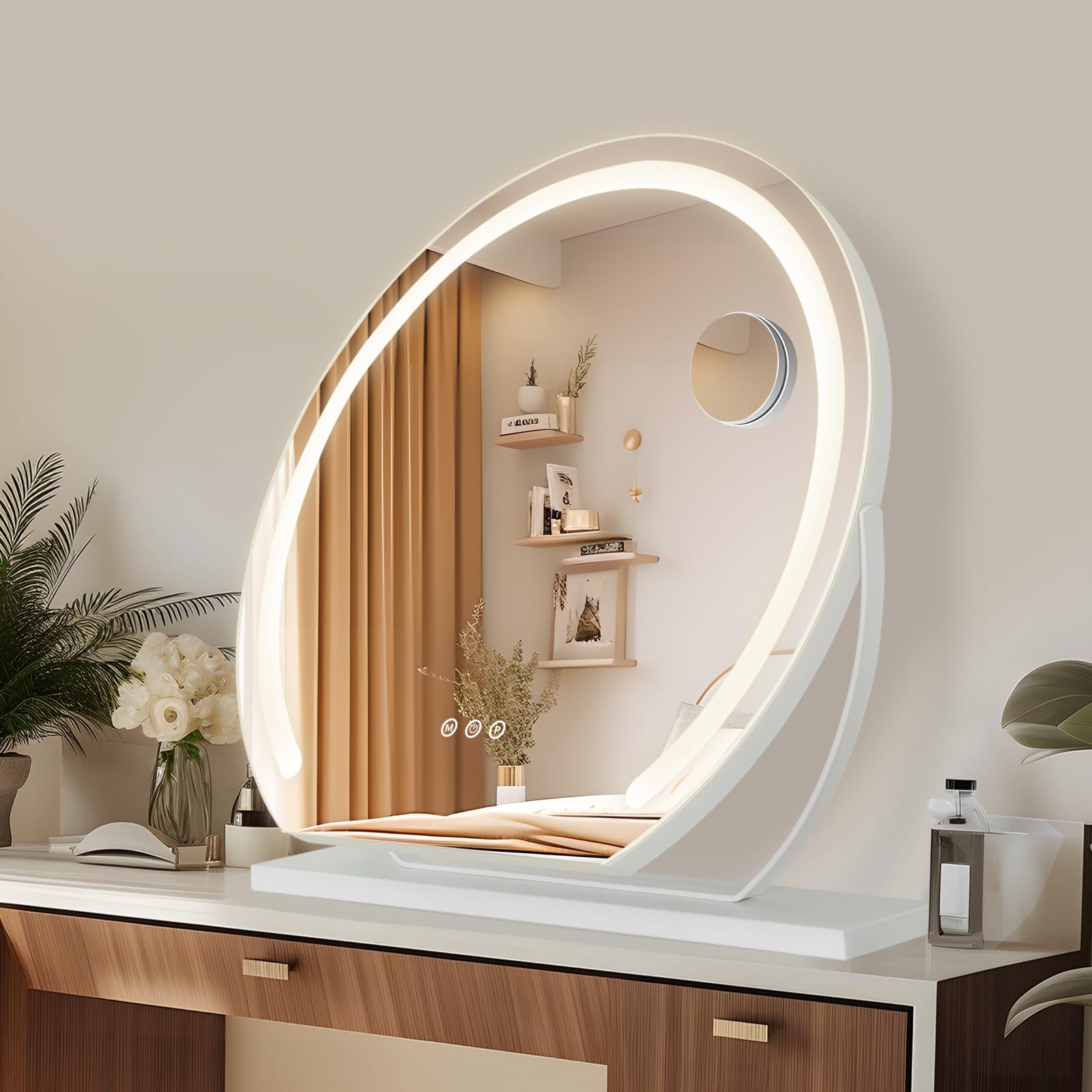 LED Kosmetikspiegel, 3-farbige Licht Verstellbare LED-Hollywood-Spiegel, 360-Grad-Dreh, Schlafzimmer, Kosmetik-Raum, Umkleideraum Touchscreen Dimmer, 60 cm