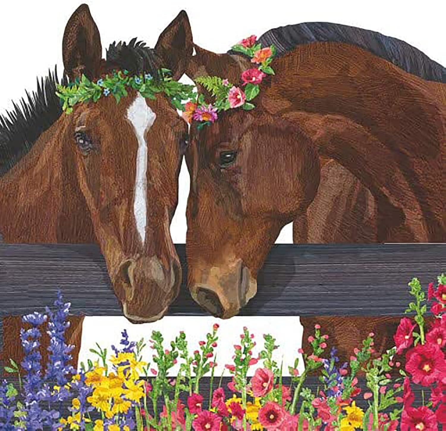 Paperproducts Design Sonny & Cher Horses Beverage Napkin, 5" x 5"