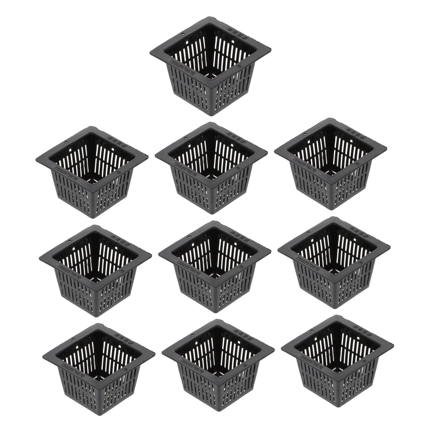 Yardenfun 10pcs Square Net Pot Green Planting Baskets for Hydroponic Root Tool Mini Square Planting Baskets Black