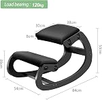Predawn Adjustable Ergonomic Kneeling Chair, Rocking Wooden Chair with Linen Cushion forHome Office, Desk Work & Meditation (Black)
