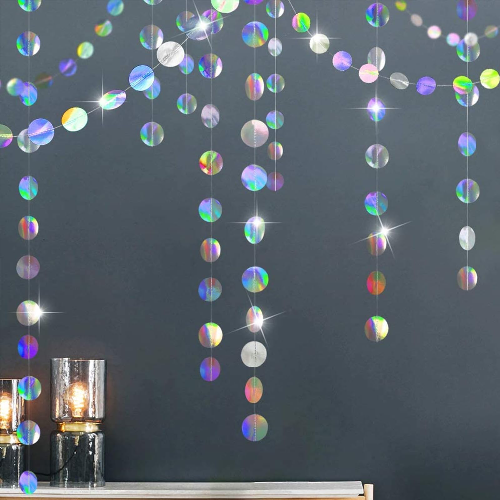 52 Ft Glitter Papier Etoile Dot Guirlande, 4 Pièces Guirlande