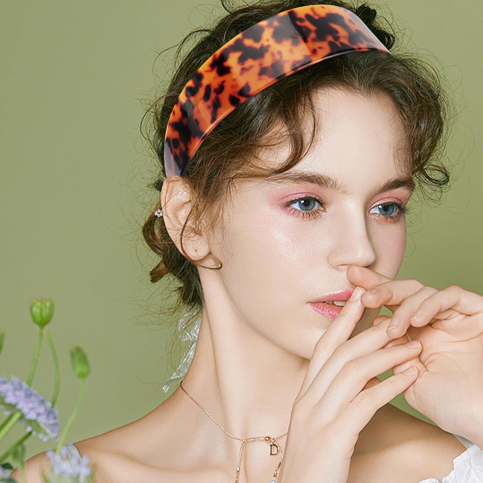 Wide Tortoise Shell Headband with Teeth, Non-Slip Hairband for Women Tortoise Shell Headband – Thick Wide Acetate Hair Band with  main image 4