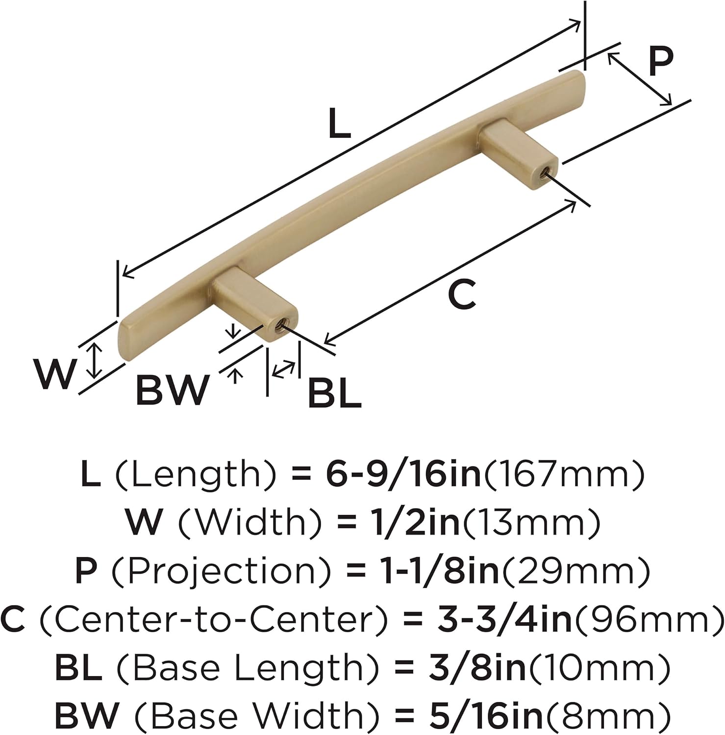Amerock Cyprus 3-3/4 inch (96mm) Center-to-Center Golden Champagne Cabinet Pull - 10 Pack
