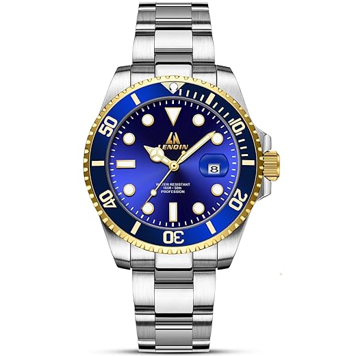 LN LENQIN Mens Watches Stainless Steel Waterproof Analog Quartz Watch for Men with Date Luminous Fashion Wristwatch