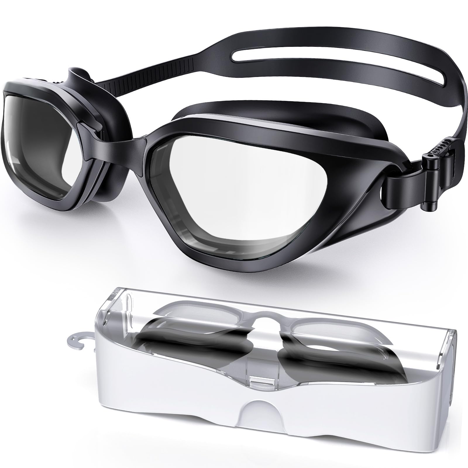Swim Goggles, Unisex Adult Swimming Goggles Anti Fog Anti UV No Leakage Wide View for Men Women Youth