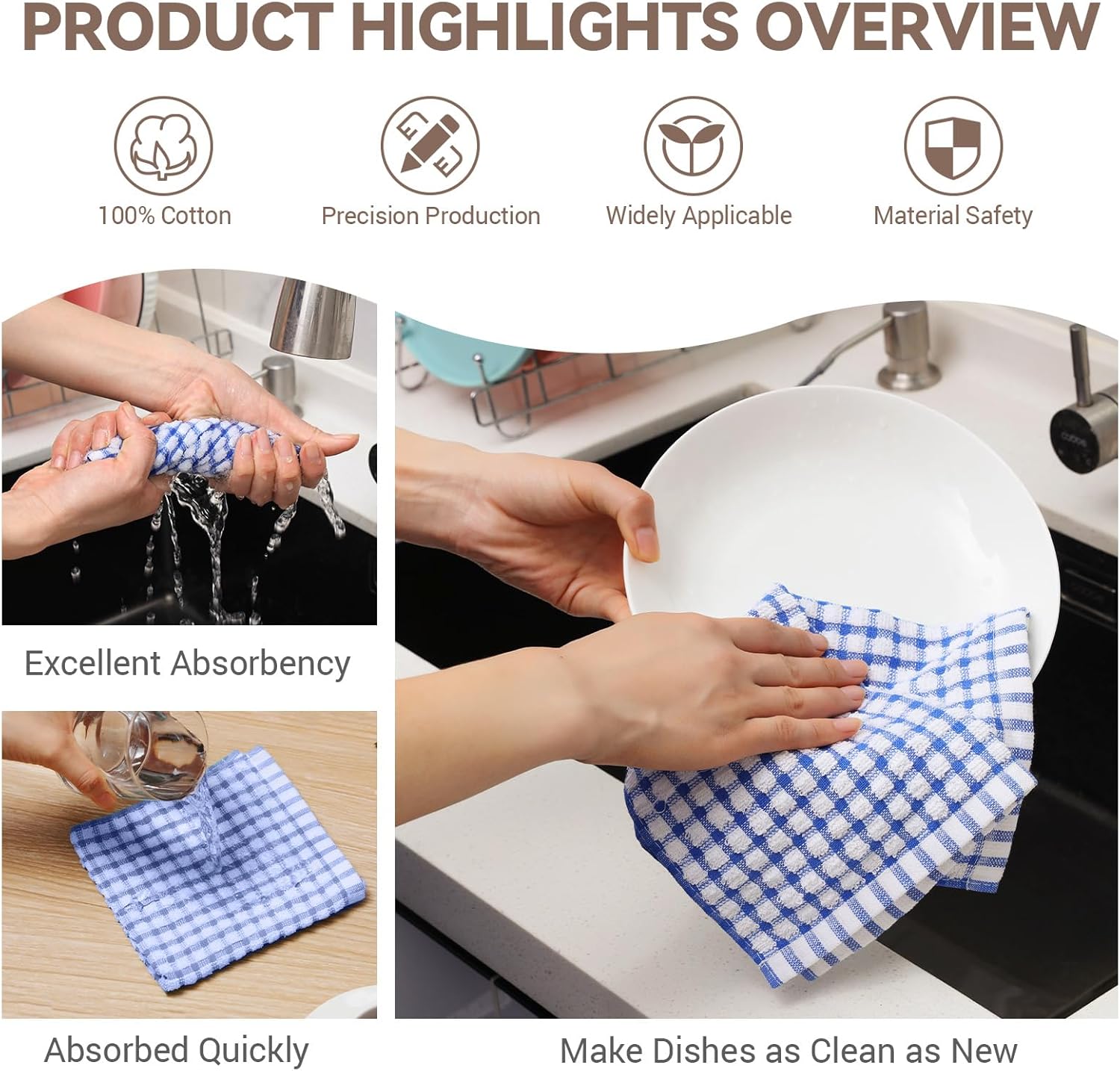 Egles 12 Packs Kitchen Dishcloths 12x12