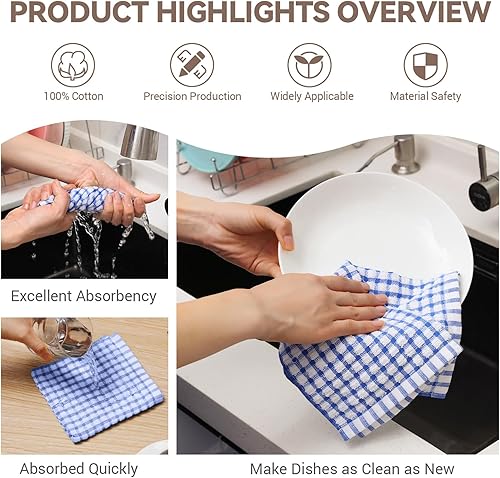 Miniatura 3 de Egles Paquete de 8 paños de cocina de 12 x 12 pulgadas, 100% algodón, para lavar platos, fregar, paños de lavado, juegos de paños de cocina (colores
