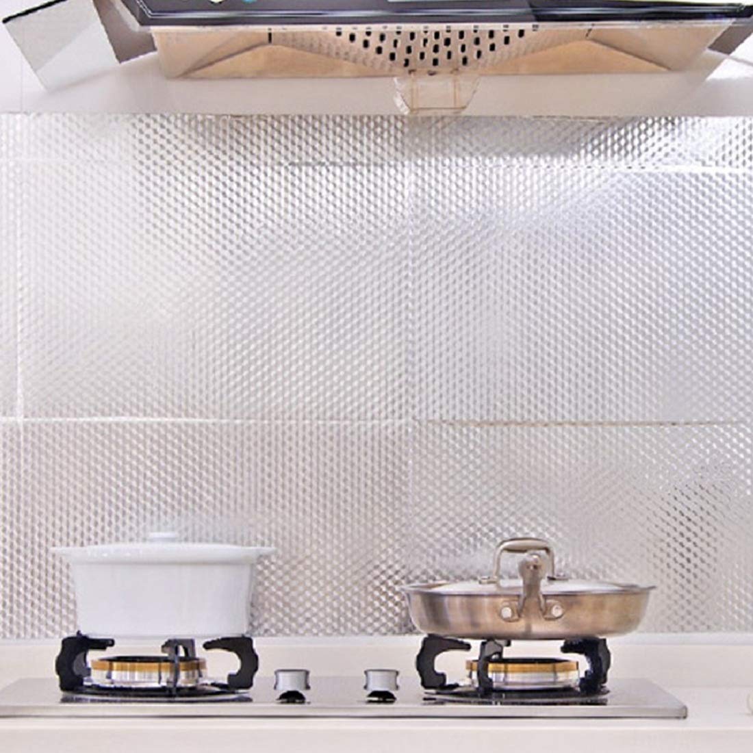 skyzone Kitchen Wall Stove Aluminium Foil Oil-Proof Stickers and Cabinet Drawer Self Adhesive Aluminium Foil Covering Croppable Wallpaper Wall Sticker 3