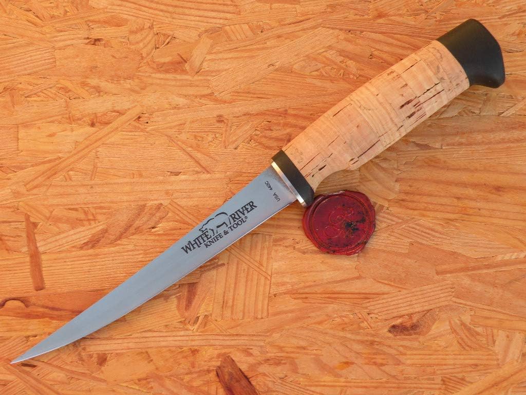 White River Knives Traditional Fillet Knife 6" Trailing Point 440C Stainless...
