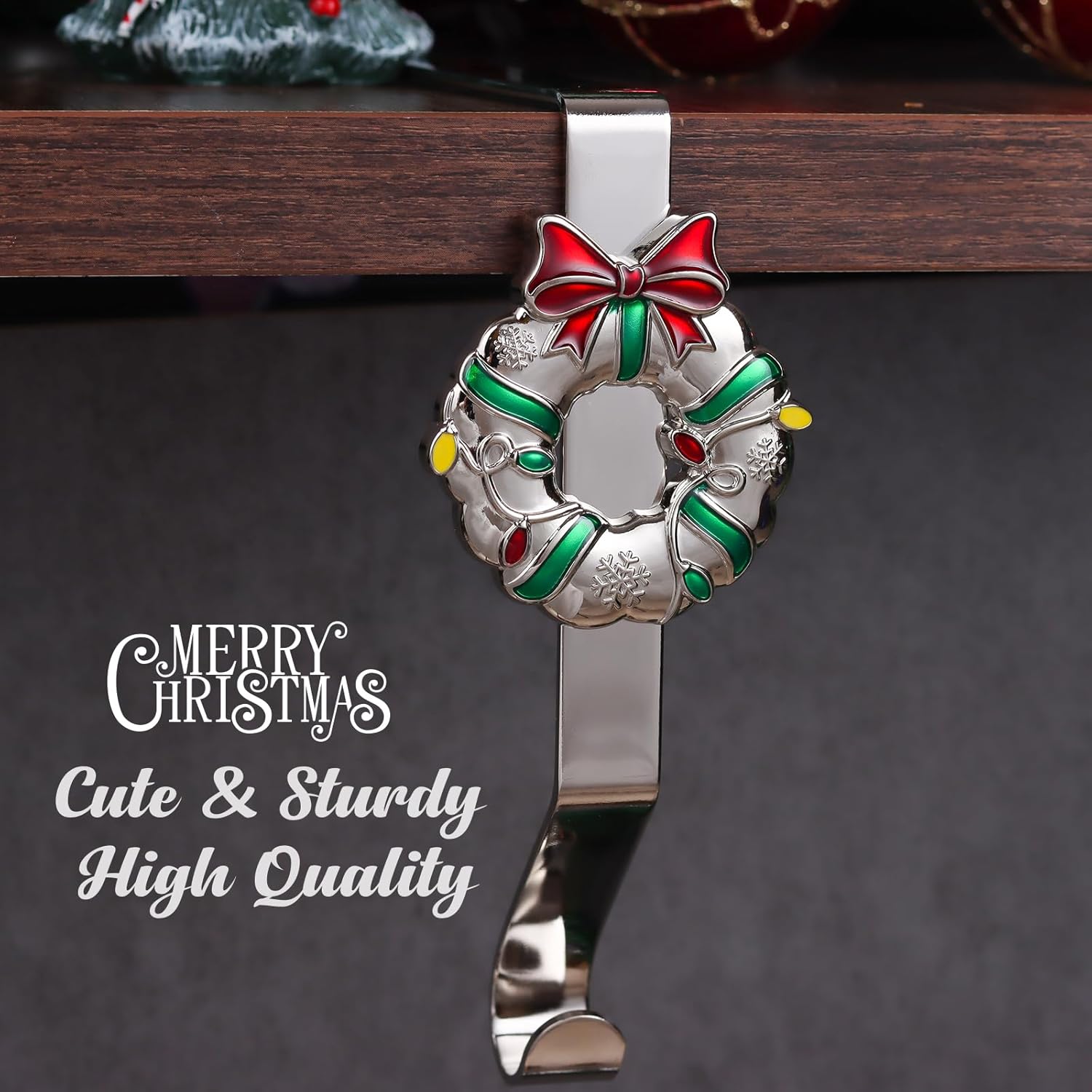 Stocking Holders for Mantle Silver Stocking Holder Stocking Hangers for Mantle Set of 8 Hooks Fireplace Christmas Stocking Holder Weighted Non-Slip Christmas Décor