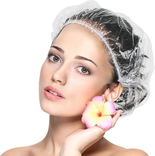 eAmaze Shower Cap (Pack of 100) Free Size - Reusable Shower Caps for Men Women, Larger Thicker Waterproof and Individually...