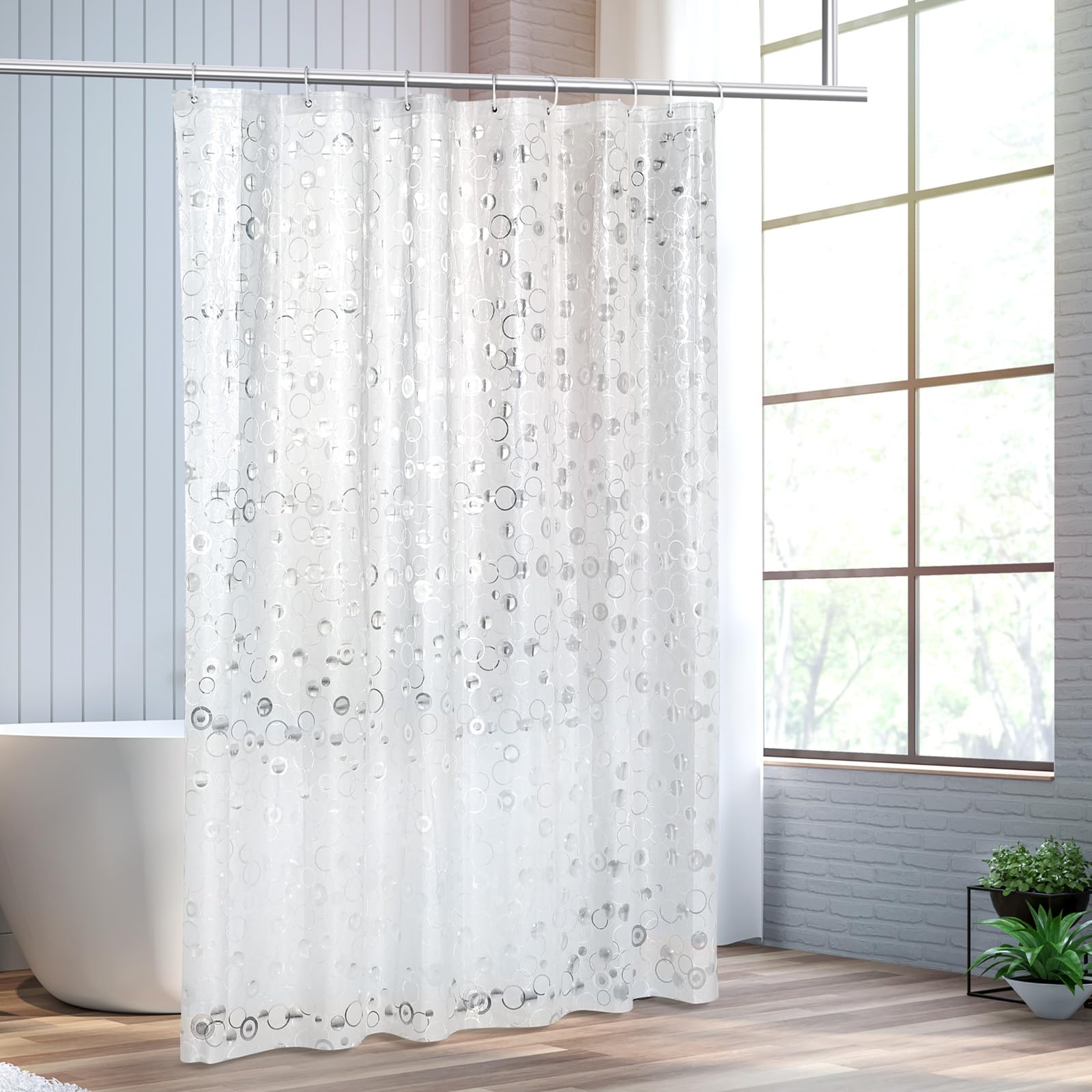 OTraki Zasłona prysznicowa 120 x 200 cm, ochrona przed pleśnią, nadaje się do prania, z magnesem, przezroczysta zasłona prysznicowa z tworzywa EVA, wodoodporna, do łazienki, zasłony prysznicowe dla