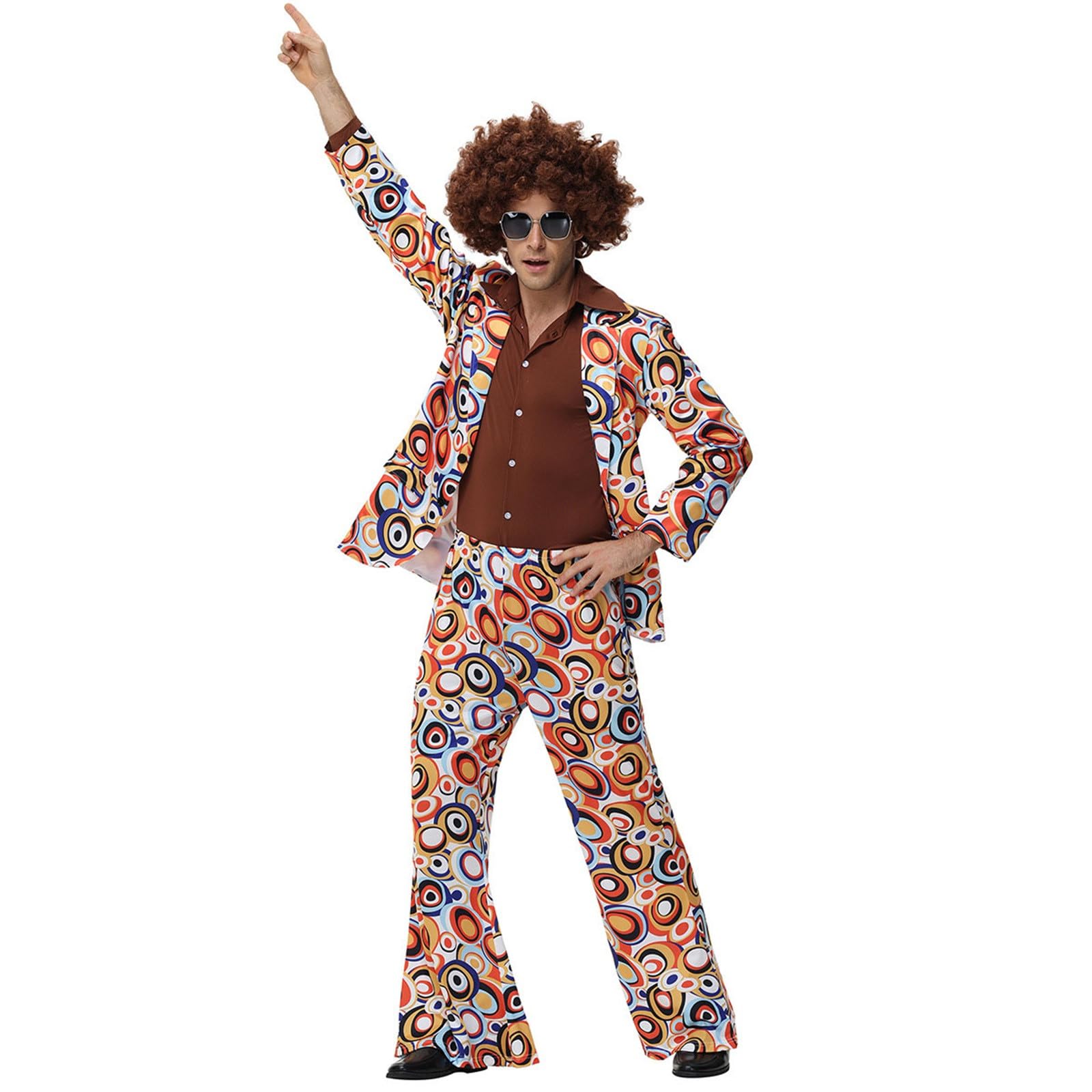 FaschingskostüMe MäNner,Disco-KostüM Retro 70Er Jahre BüHnenoutfit Hip-Hop Tanzparty Jumpsuit FüR Erwachsene Cosplay