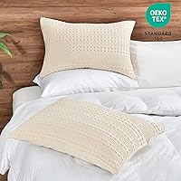 Vista 95 de PHF Fundas de almohada 100% algodón con tejido de gofre de 24 x 24 pulgadas, paquete de 2 fundas cuadradas para decoración elegante del hogar, sin