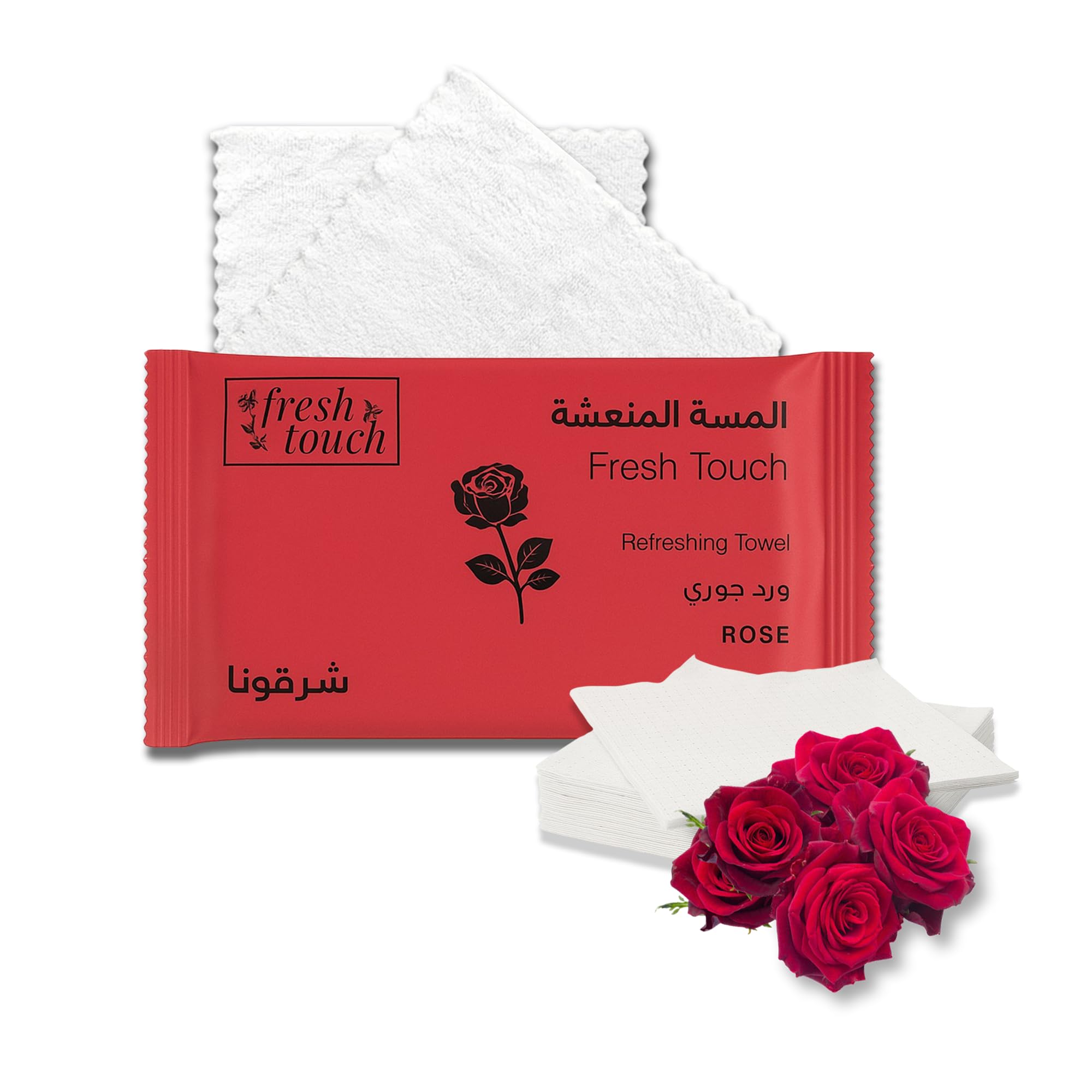 TB1 Products Luxury Towel Wipes 6 Pack – Rose Scent – Large 25x25cm Disposable Towels – Individually Wrapped Soft Napkins for Face, Hands & Body – Hot or Cold Use for Travel & Events