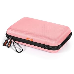 Large Hard Shell Carrying Case for External Hard Drive, Power Bank, Charger, Cable, Heart Monitor, Cell Phone, Electronic Accessories Organizer - Pink Storage Pouch Travel Bag for Girls, Women, Lady