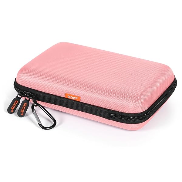 Large Hard Shell Carrying Case for External Hard Drive, Power Bank, Charger, Cable, Heart Monitor, Cell Phone, Electronic Accessories Organizer - Pink Storage Pouch Travel Bag for Girls, Women, Lady