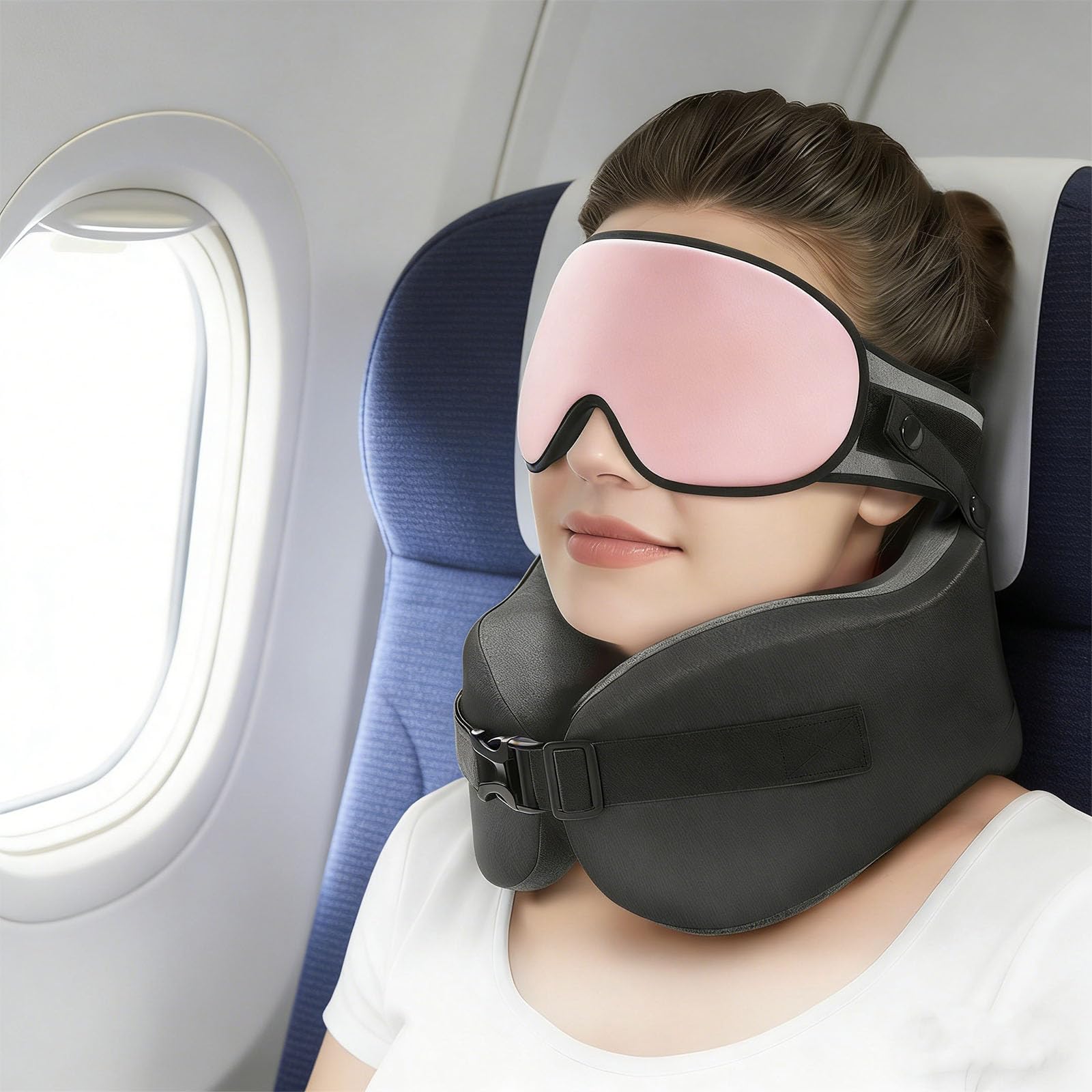 Almohada para Cuello, Espuma viscoelástica ultrasuave con Desmontable, cómoda Almohada para Cuello para Viajes Largos