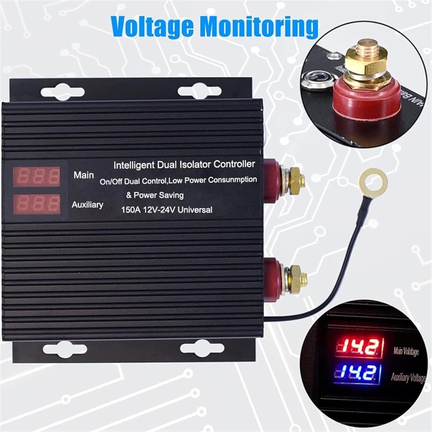 150A 200A Dual Battery Isolator Switch Universal Car Smart Control 12V/24V Voltage Sensitive Relay for ATV, UTV, RV, Truck(150A)