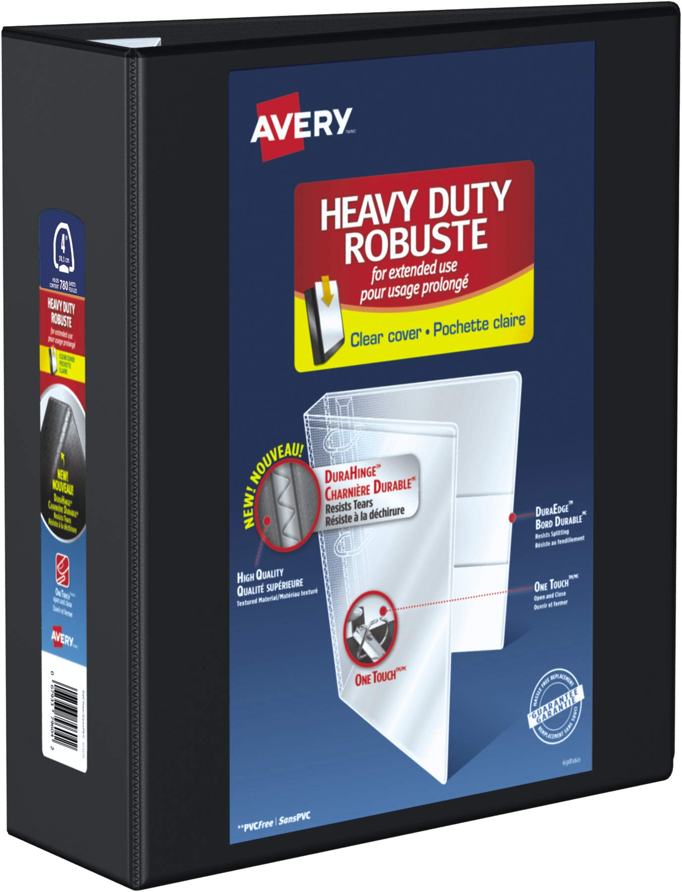 Avery 79604 EZD Nonstick View Binder, 4-Inch Capacity, 11-Inch x8-1/2-Inch, Black