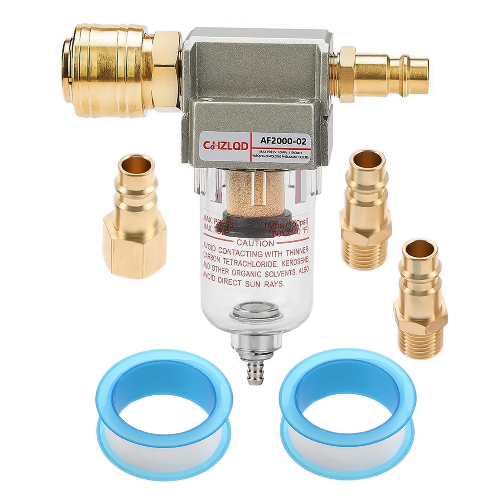 Aupoko 1/4 Inch Air Pressure Regulator, Water and Oil Trap Separator Compressor Air Line Filter