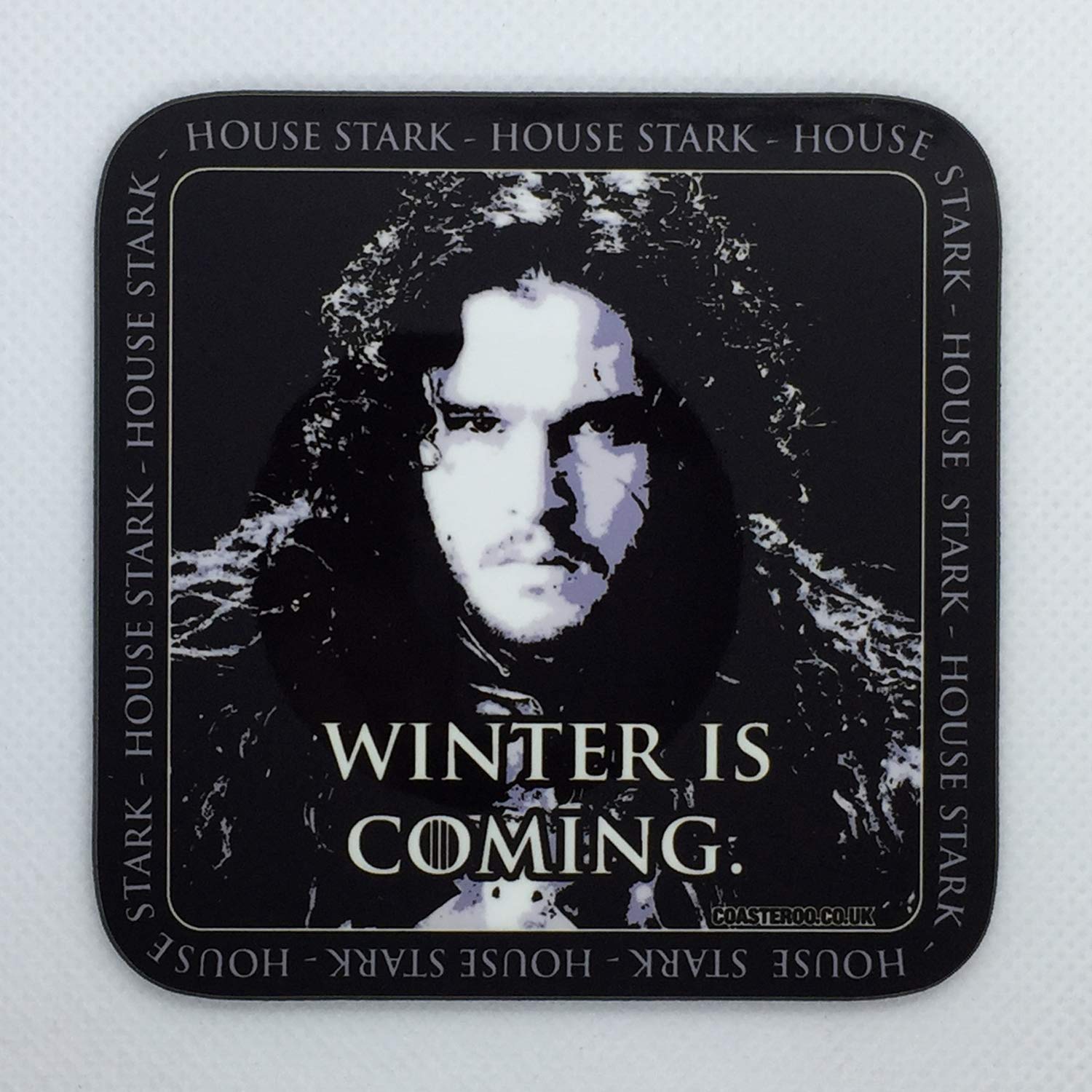 Coasteroo Winter Is Coming - Jon Snow From Game Of Thrones - Drinks Coaster - Hardboard - 9Cm X 9Cm - Gloss Finish