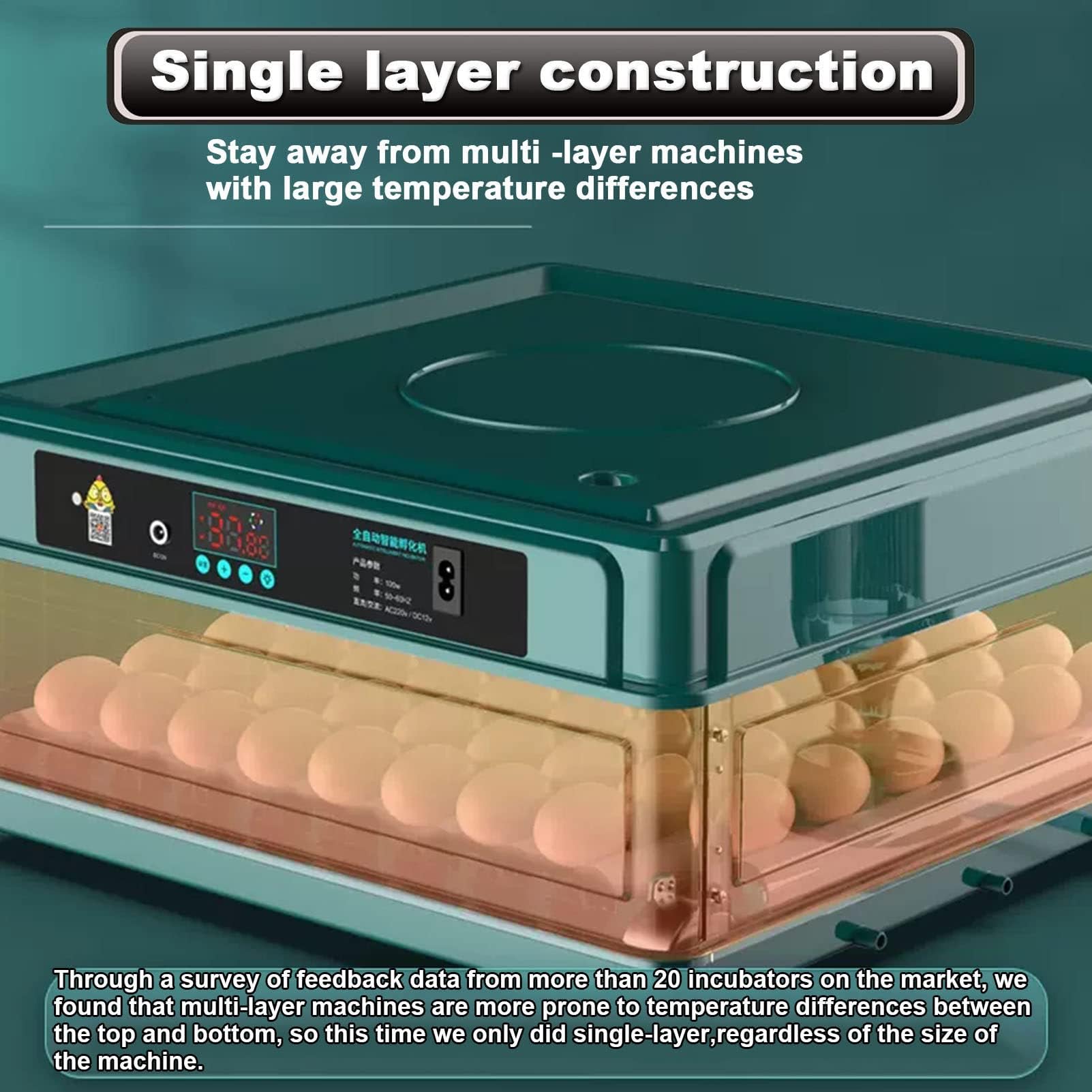 Incubadora digital de huevos con giro automático y control de temperatura para incubar aves de corral