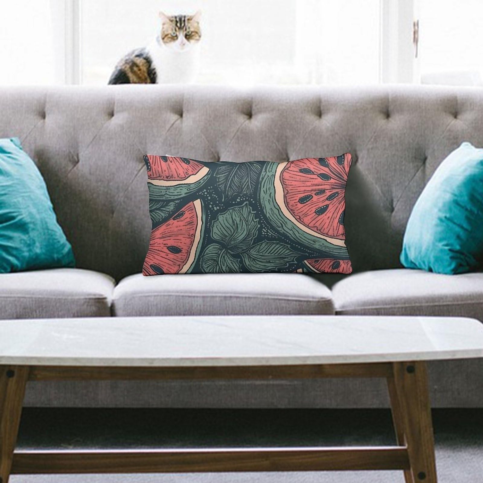 NTVOWPZO Decoration Throw Pillow Covers 8"x12" Pillowcases Covers Hand Drawn Watermelon Pattern Soft Pillowcases Modern Farmhouse Home Decor Sofa Cushions Covers for Couch Bed Living Room
